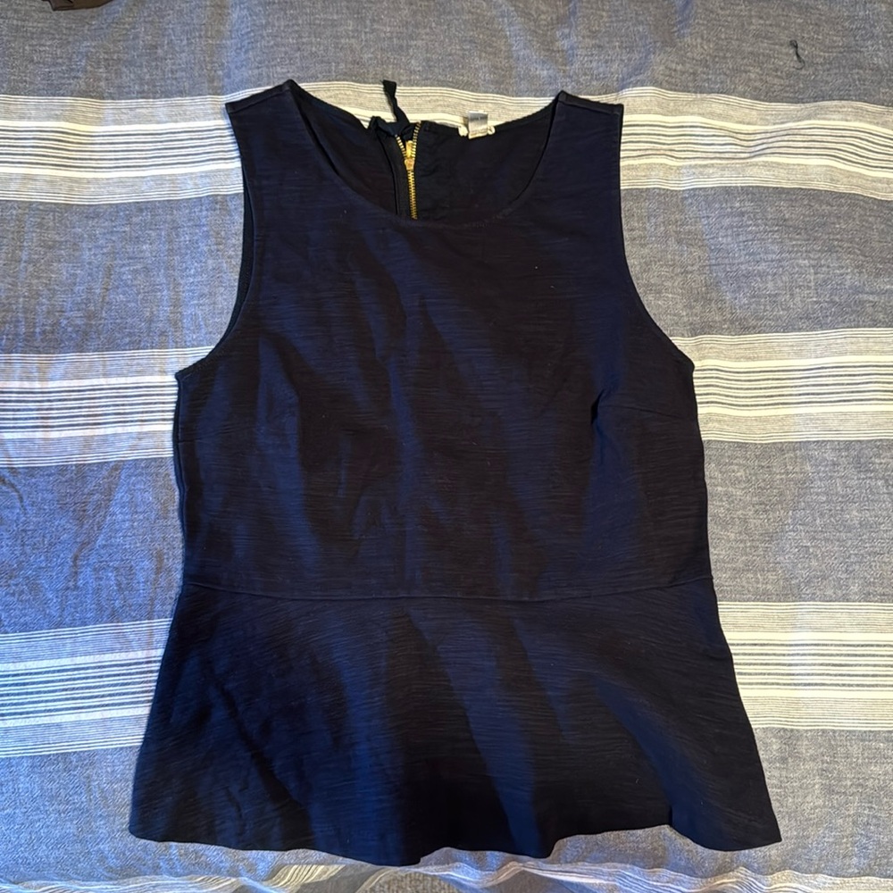 J Crew Peplum top with full zipper down back (thick fabric)